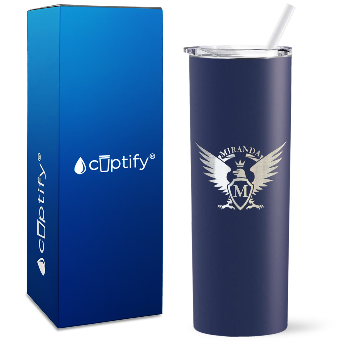 Personalized Eagle Engraved on 20oz Skinny Tumbler