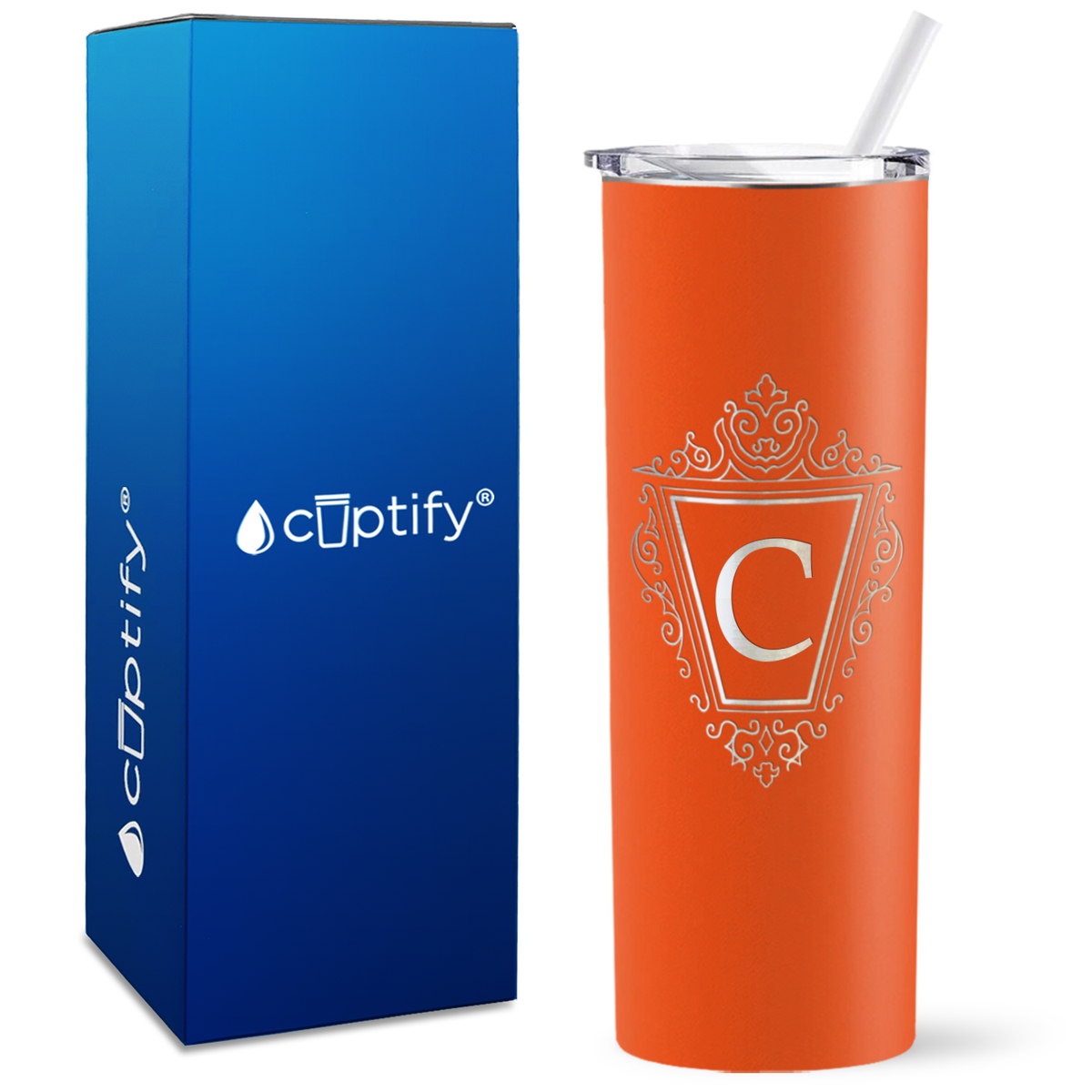 Personalized Classic Crest Engraved on 20oz Skinny Tumbler