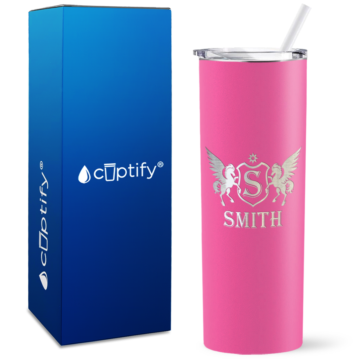 Personalized Pegasus Engraved on 20oz Skinny Tumbler