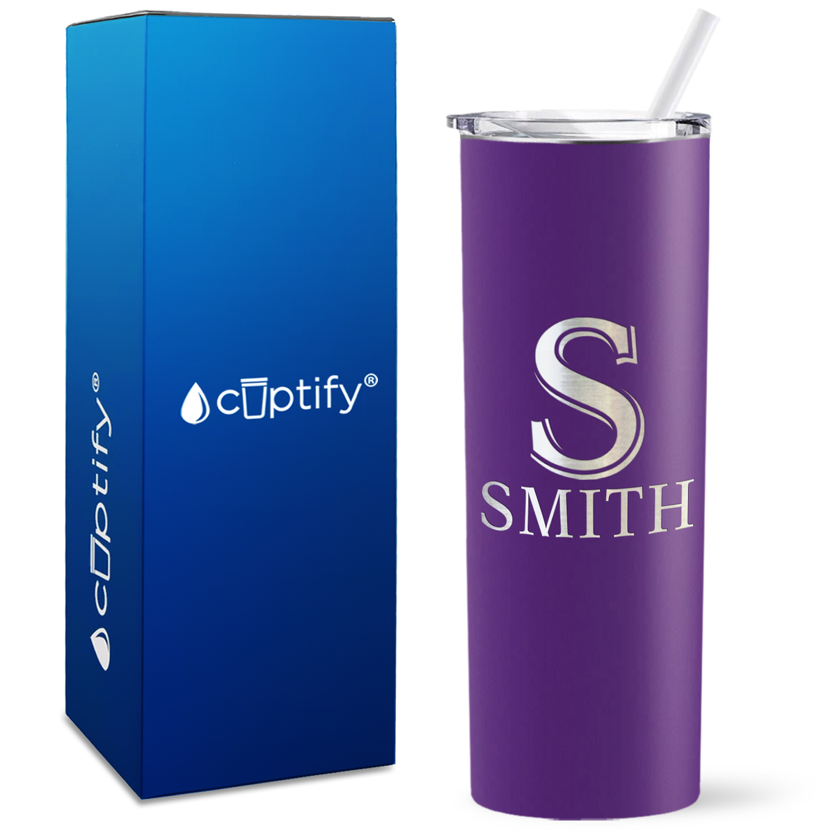 Personalized Monogram Initial and Name Engraved on 20oz Skinny Tumbler