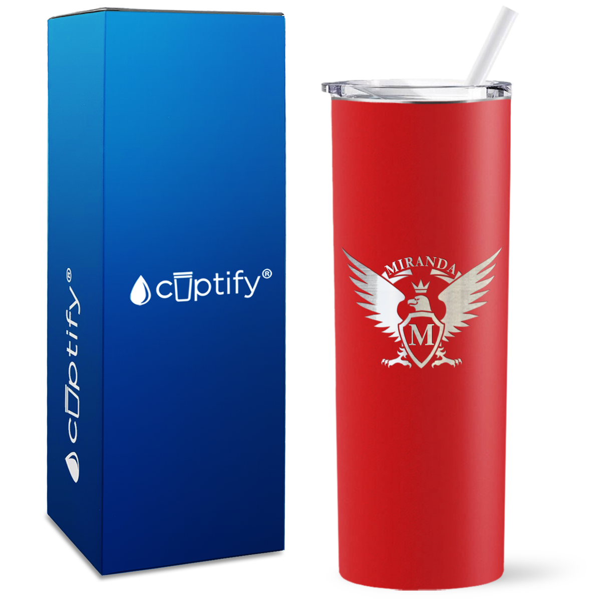Personalized Eagle Engraved on 20oz Skinny Tumbler