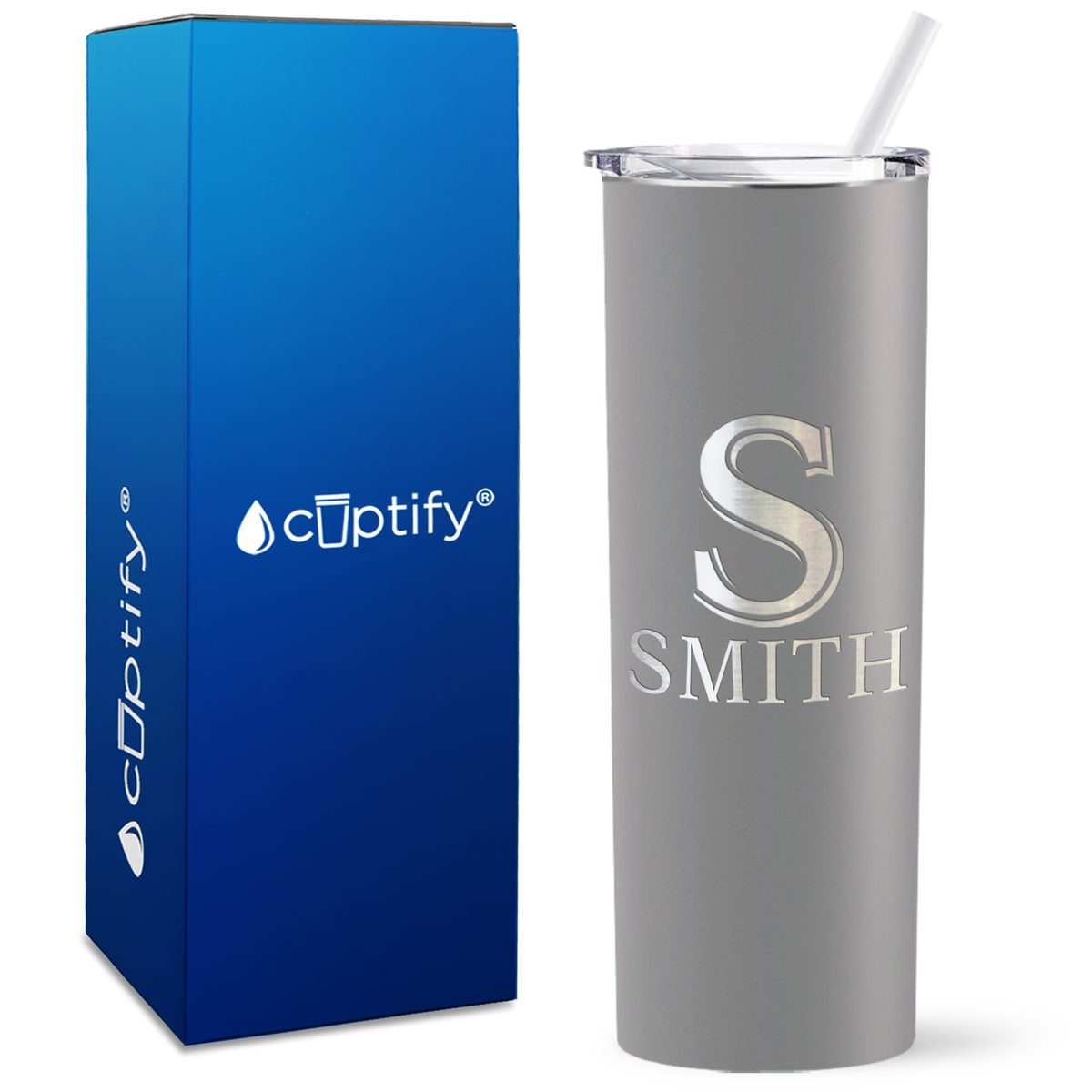 Personalized Monogram Initial and Name Engraved on 20oz Skinny Tumbler