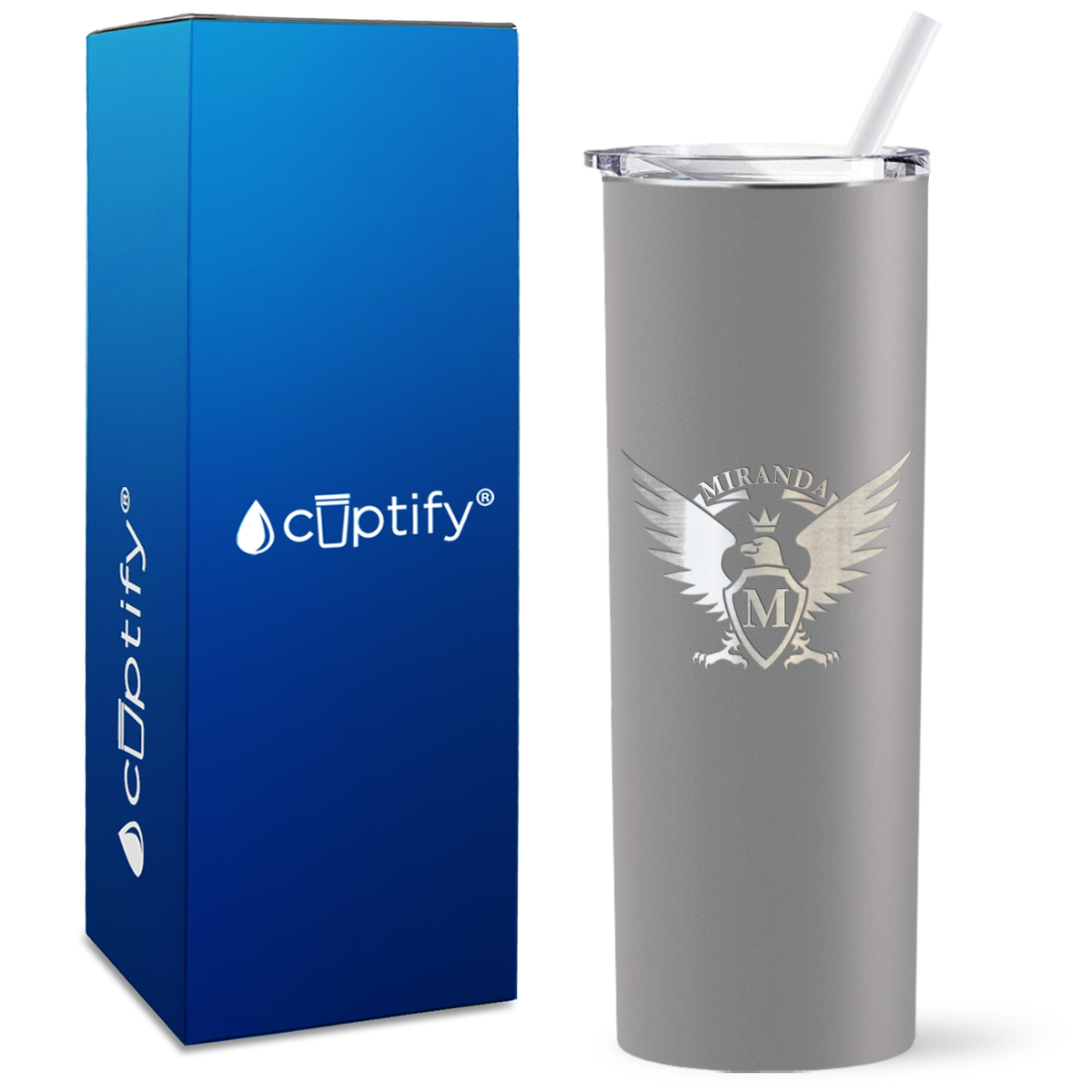 Personalized Eagle Engraved on 20oz Skinny Tumbler