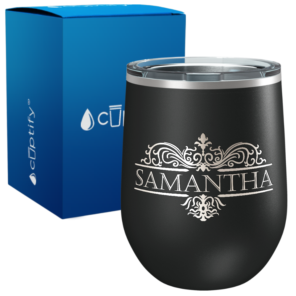 Personalized Vestige Monogram Engraved on 12oz Wine Tumbler