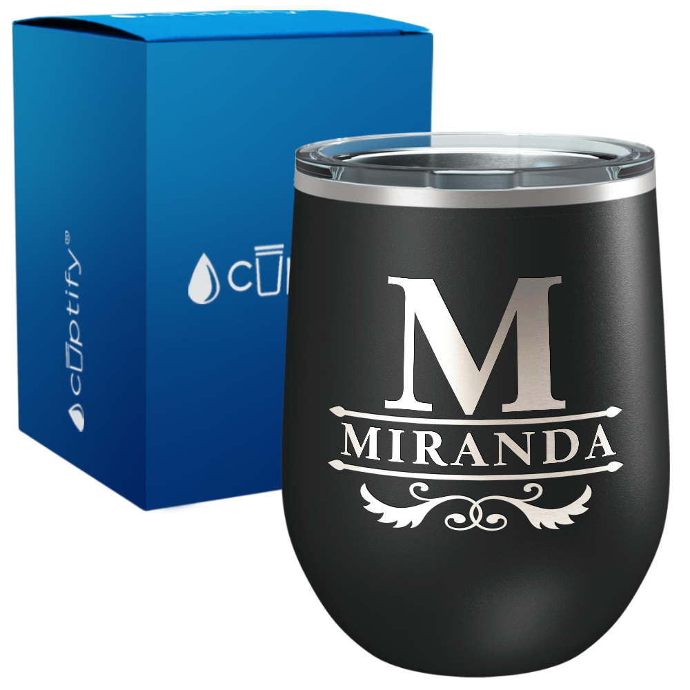Personalized Initial Style Engraved on 12oz Wine Tumbler