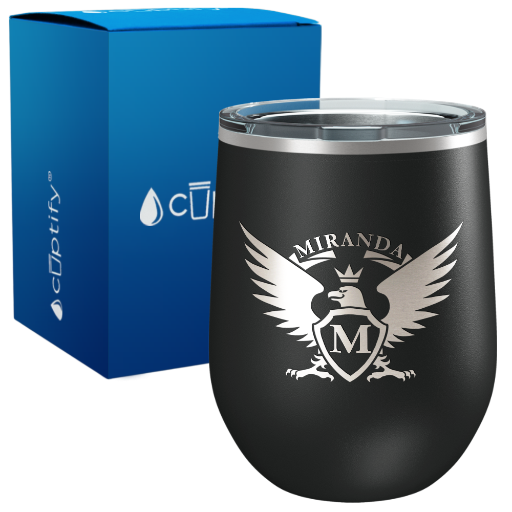 Personalized Eagle Engraved on 12oz Wine Tumbler