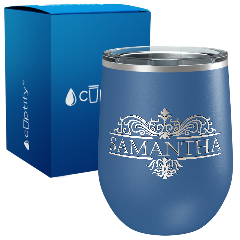 Personalized Vestige Monogram Engraved on 12oz Wine Tumbler