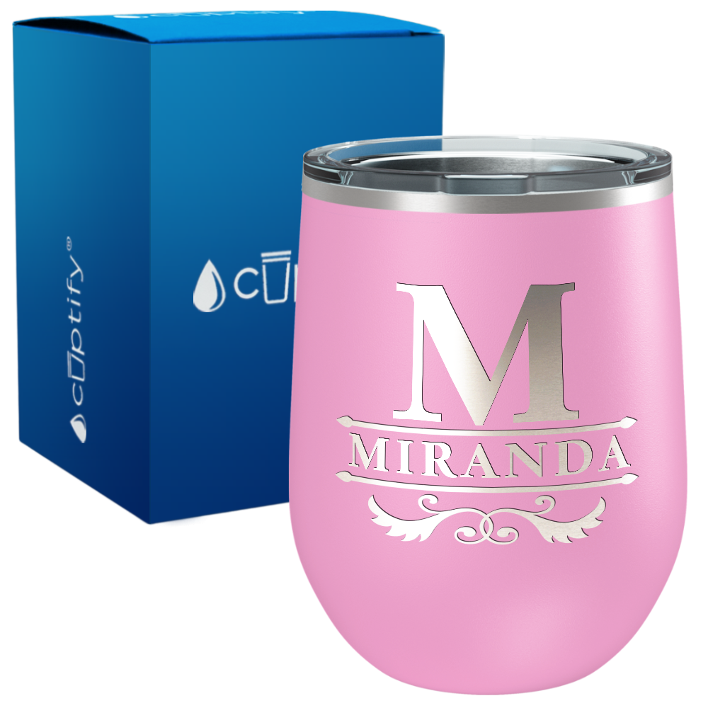 Personalized Initial Style Engraved on 12oz Wine Tumbler