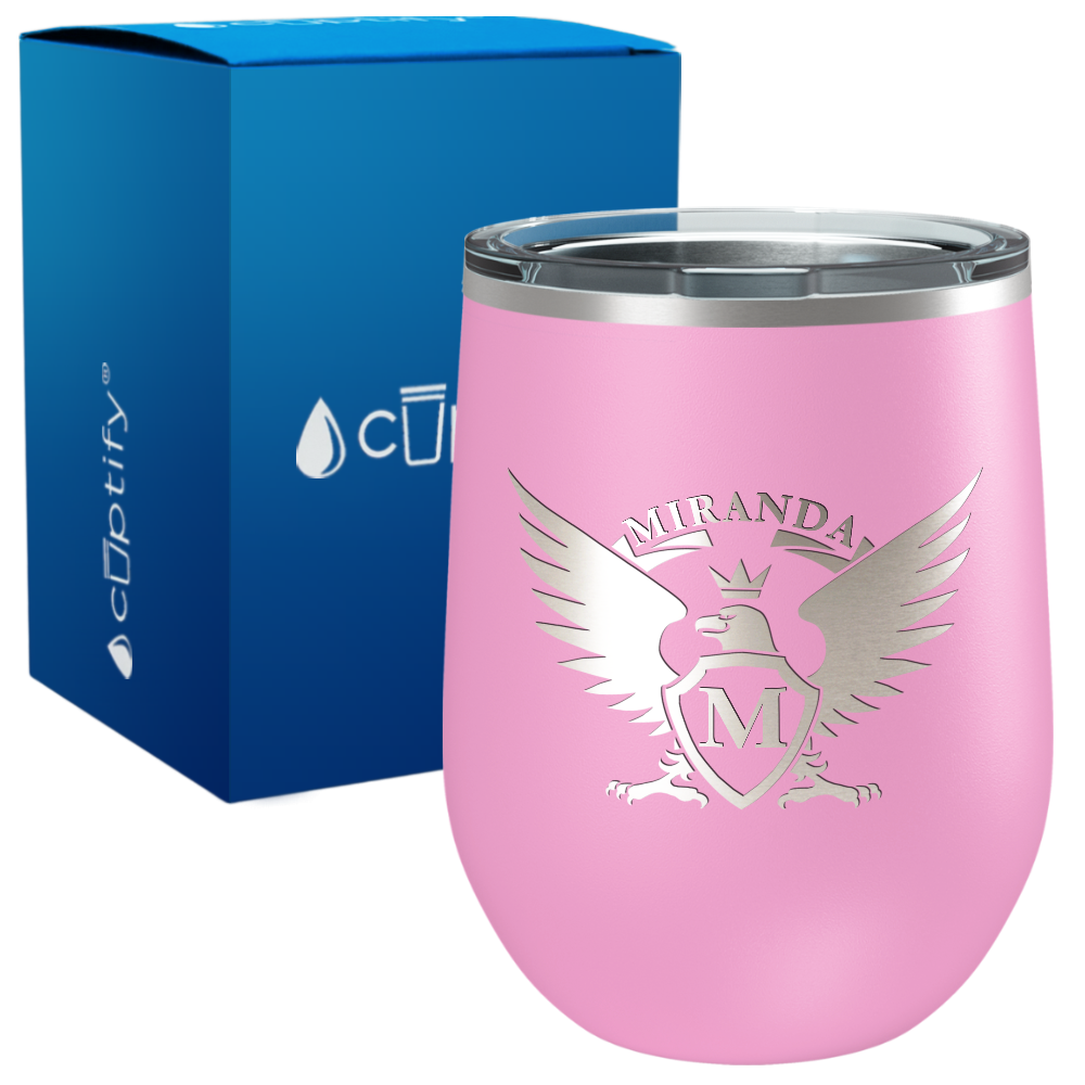 Personalized Eagle Engraved on 12oz Wine Tumbler