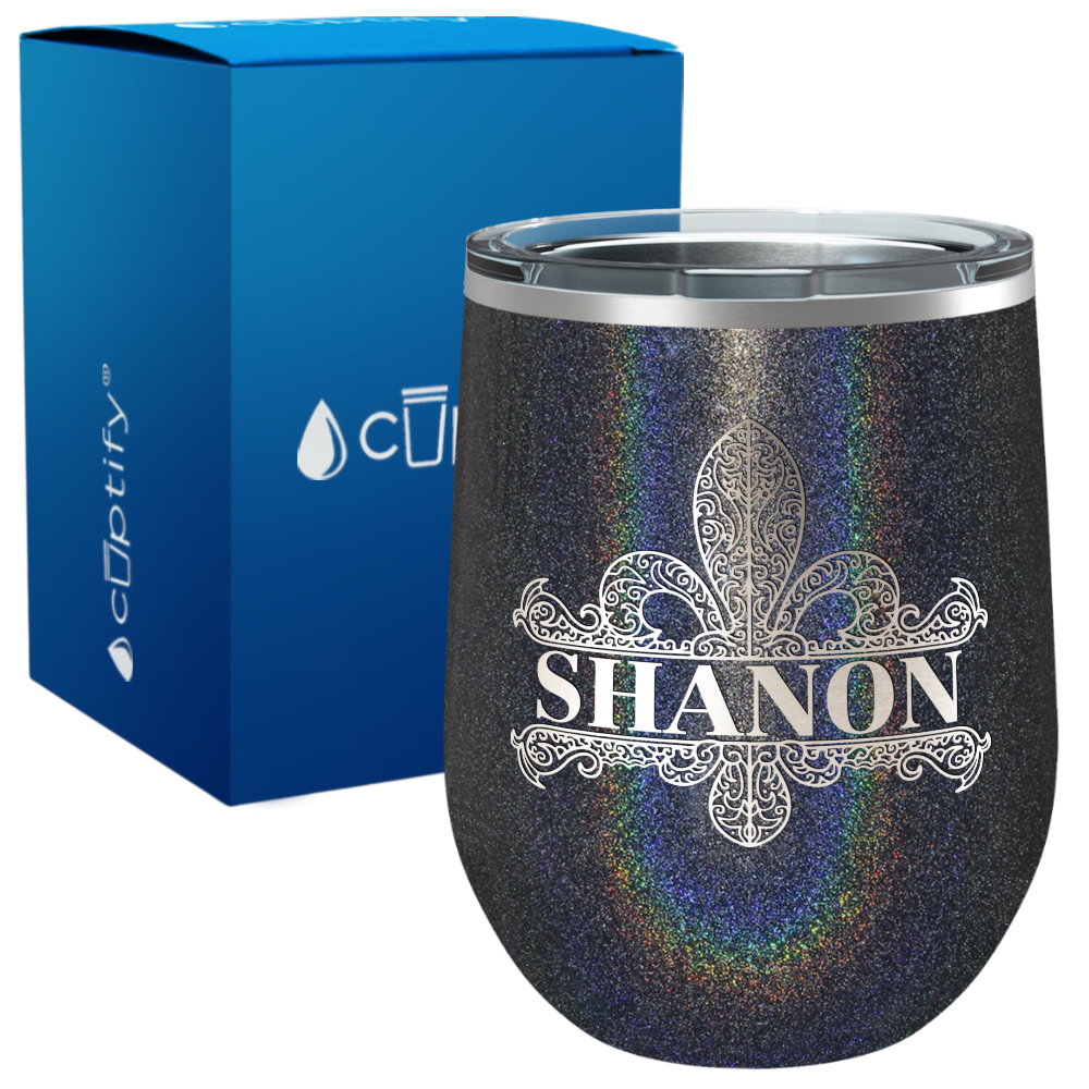 Personalized Fleur de Lis Engraved on 12oz Wine Tumbler