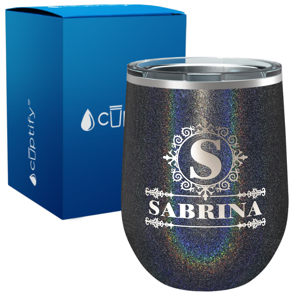 Personalized Ultramodern Monogram Engraved on 12oz Wine Tumbler