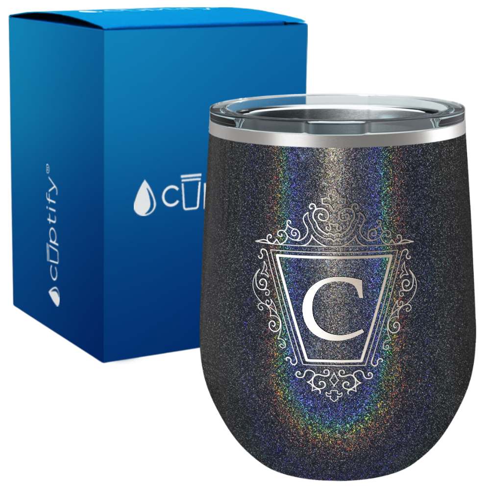 Personalized Classic Crest Monogram Engraved on 12oz Wine Tumbler