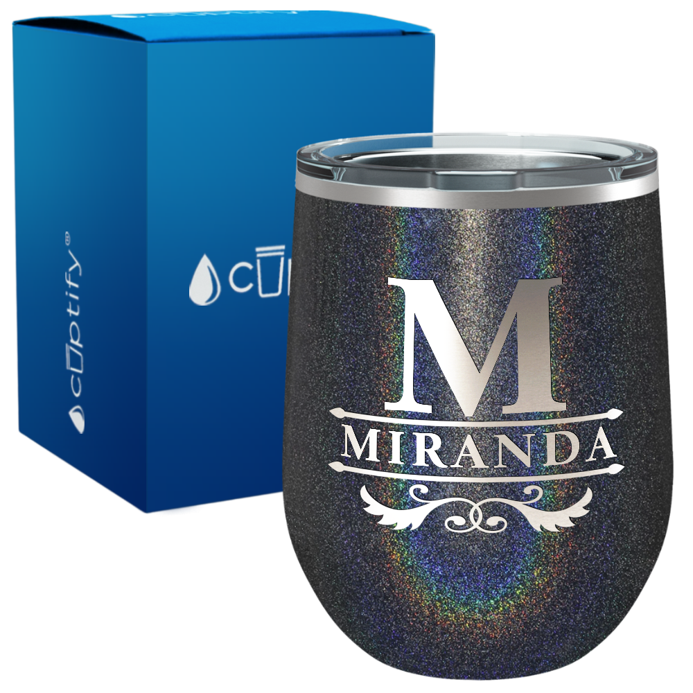 Personalized Initial Style Engraved on 12oz Wine Tumbler