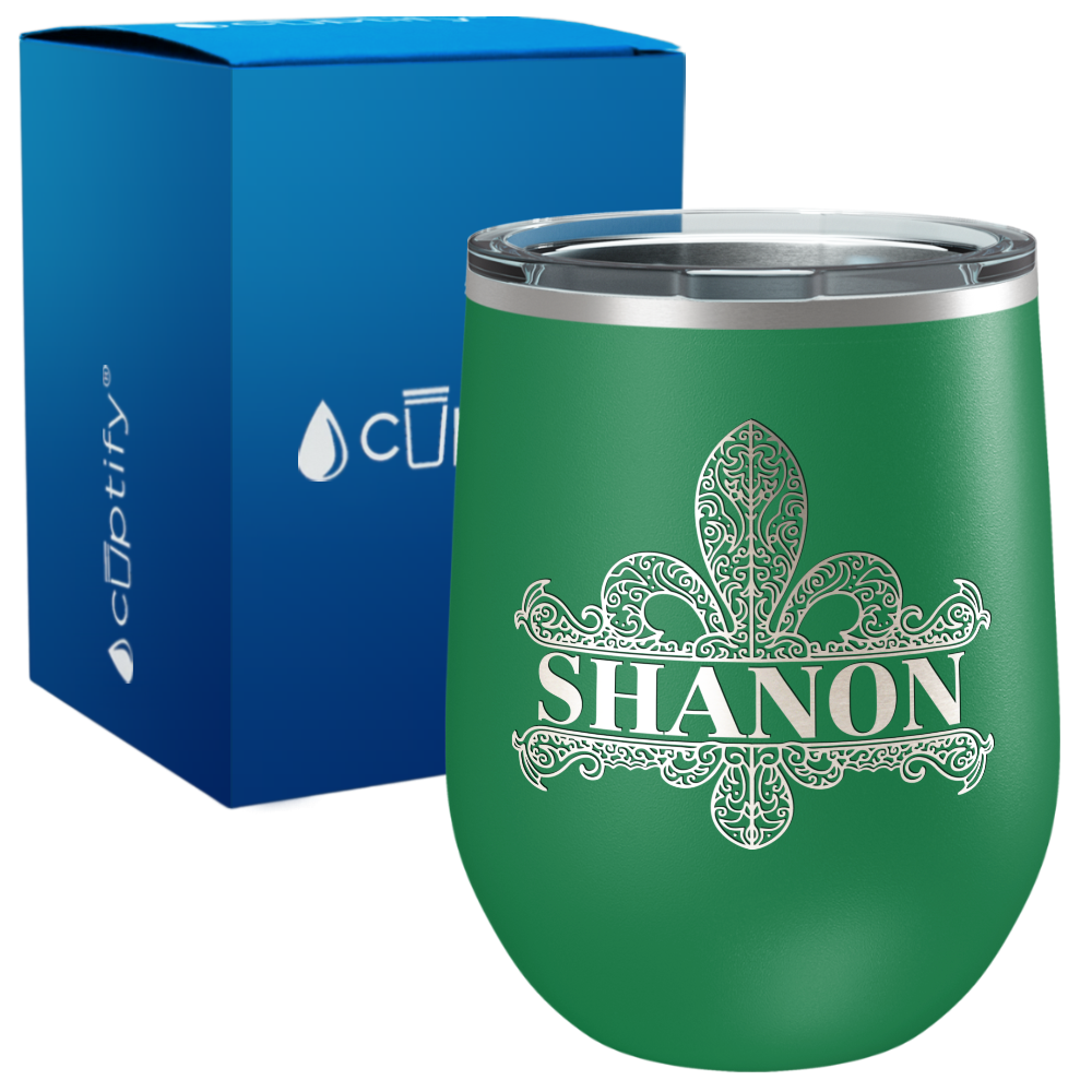 Personalized Fleur de Lis Engraved on 12oz Wine Tumbler