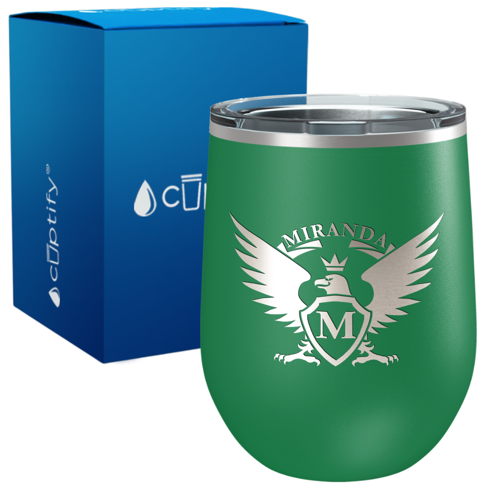 Personalized Eagle Engraved on 12oz Wine Tumbler