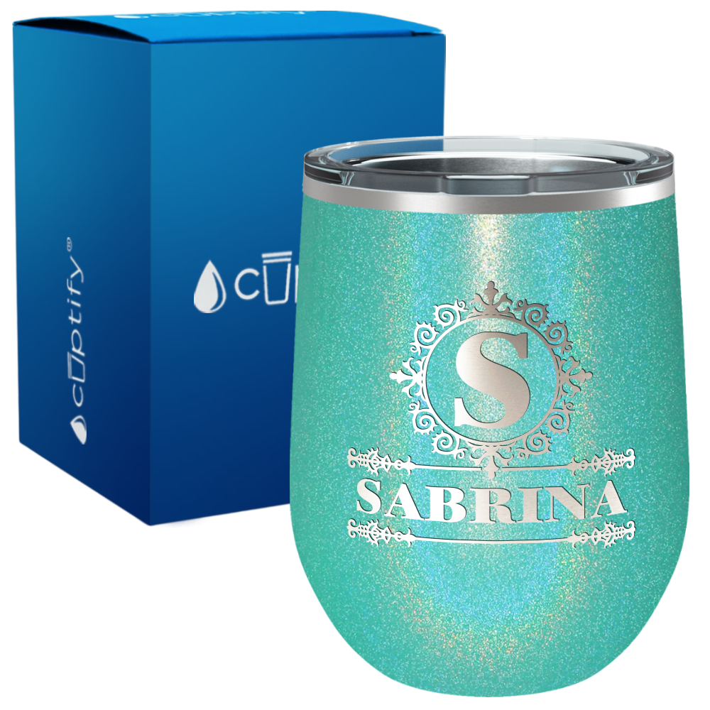 Personalized Ultramodern Monogram Engraved on 12oz Wine Tumbler