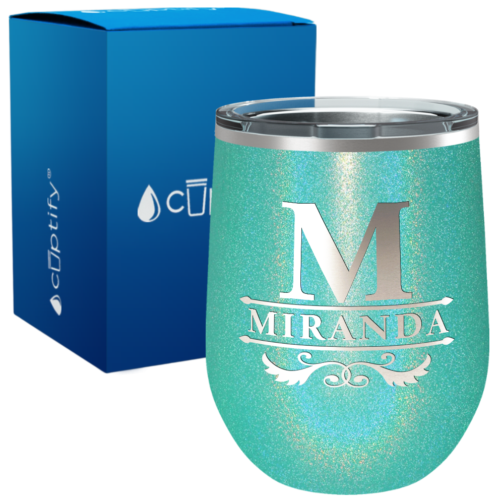 Personalized Initial Style Engraved on 12oz Wine Tumbler