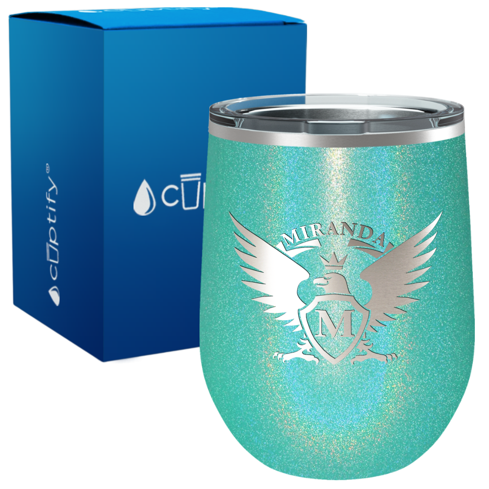 Personalized Eagle Engraved on 12oz Wine Tumbler