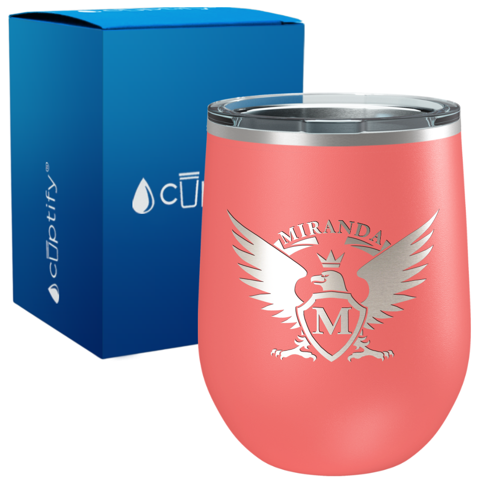 Personalized Eagle Engraved on 12oz Wine Tumbler