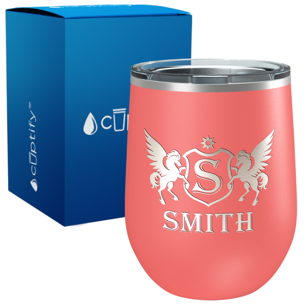 Personalized Pegasus Engraved on 12oz Wine Tumbler