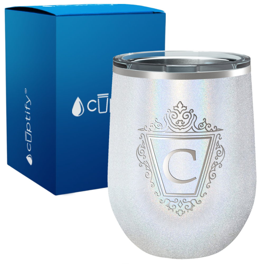 Personalized Classic Crest Monogram Engraved on 12oz Wine Tumbler