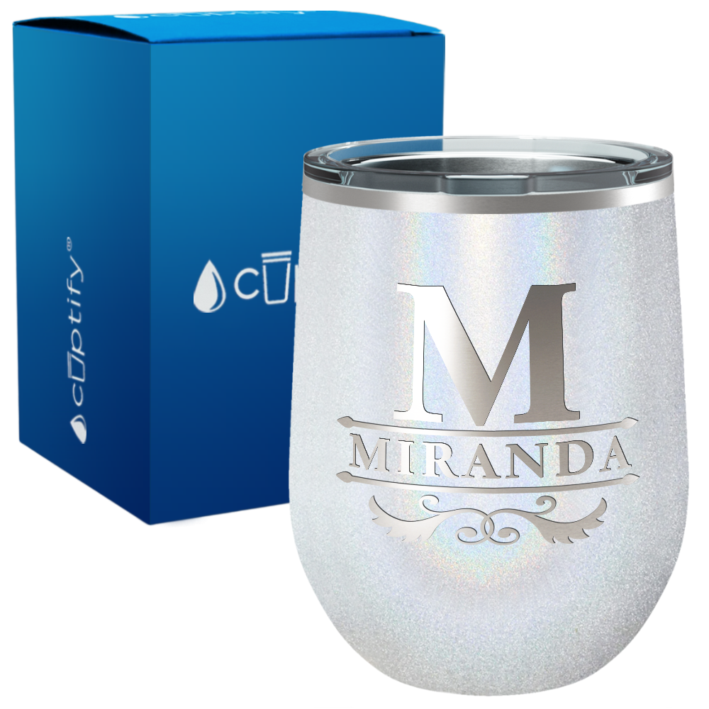Personalized Initial Style Engraved on 12oz Wine Tumbler