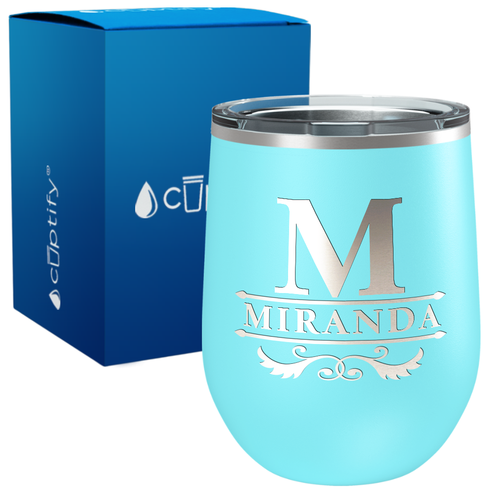Personalized Initial Style Engraved on 12oz Wine Tumbler