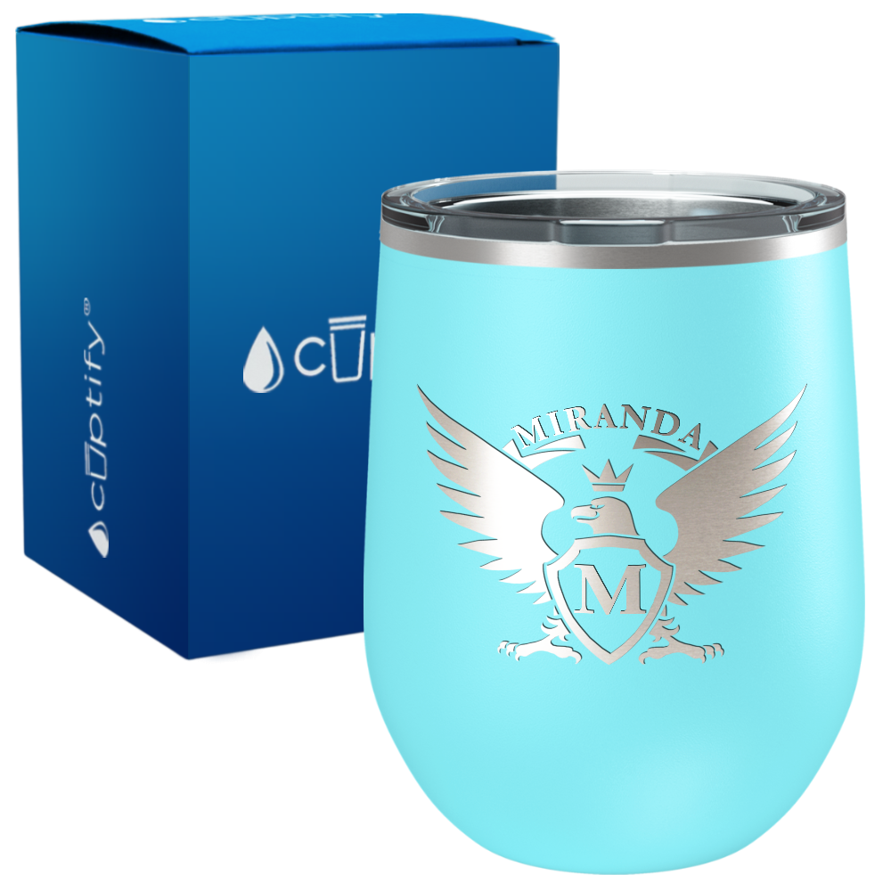 Personalized Eagle Engraved on 12oz Wine Tumbler