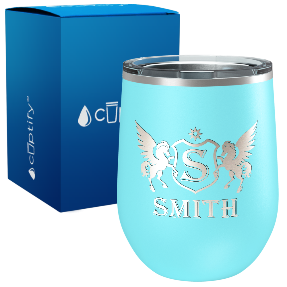 Personalized Pegasus Engraved on 12oz Wine Tumbler