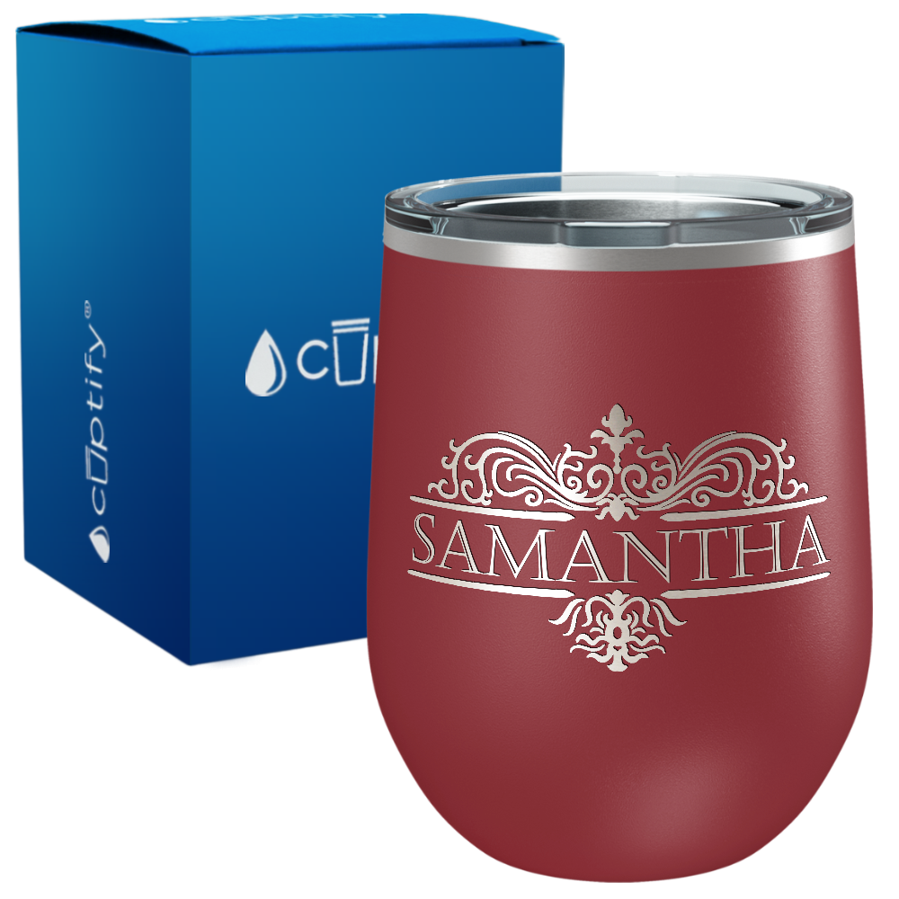 Personalized Vestige Monogram Engraved on 12oz Wine Tumbler