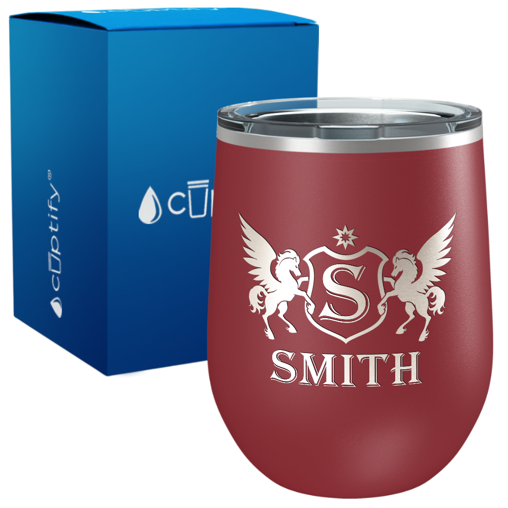 Personalized Pegasus Engraved on 12oz Wine Tumbler