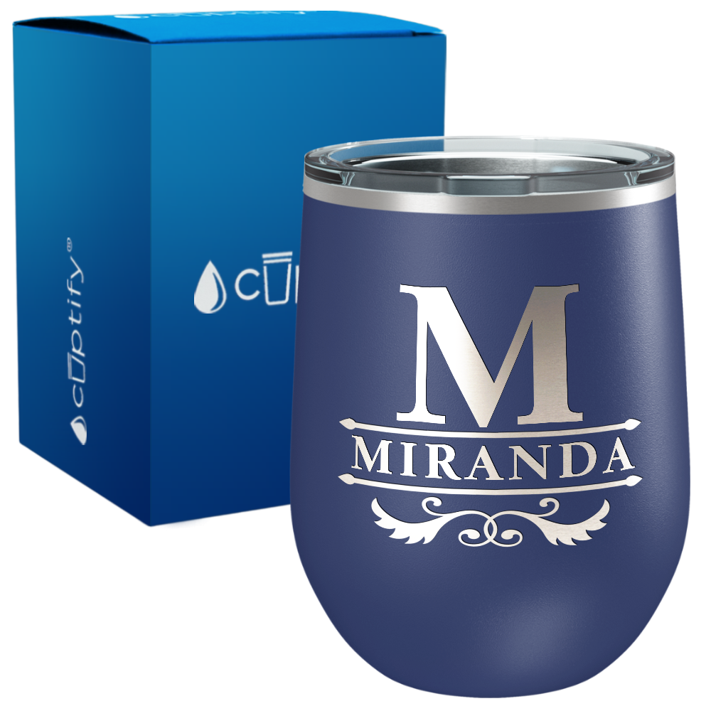 Personalized Initial Style Engraved on 12oz Wine Tumbler