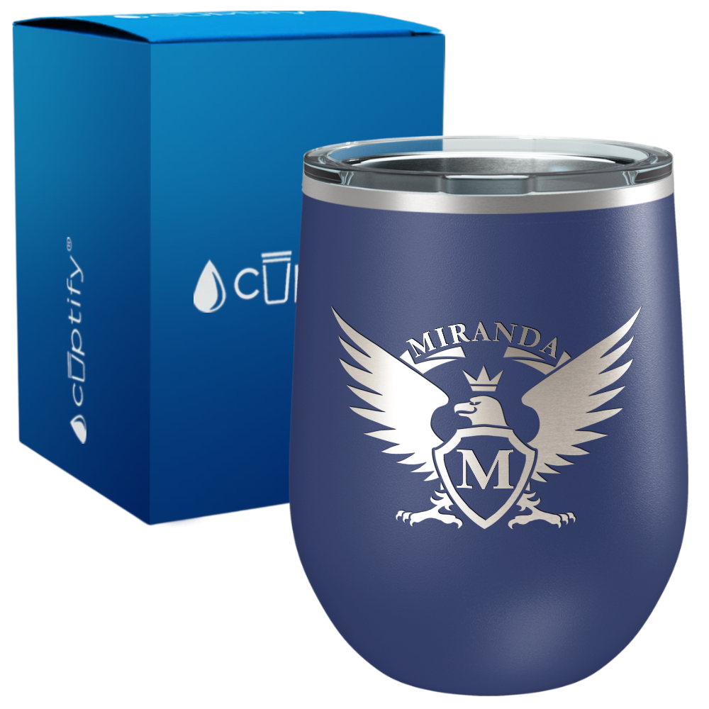 Personalized Eagle Engraved on 12oz Wine Tumbler