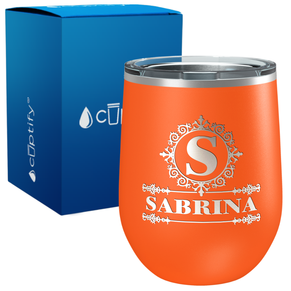 Personalized Ultramodern Monogram Engraved on 12oz Wine Tumbler
