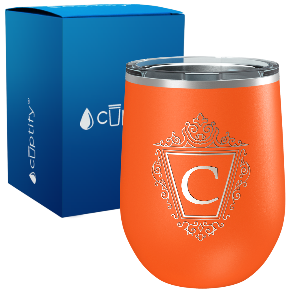 Personalized Classic Crest Monogram Engraved on 12oz Wine Tumbler