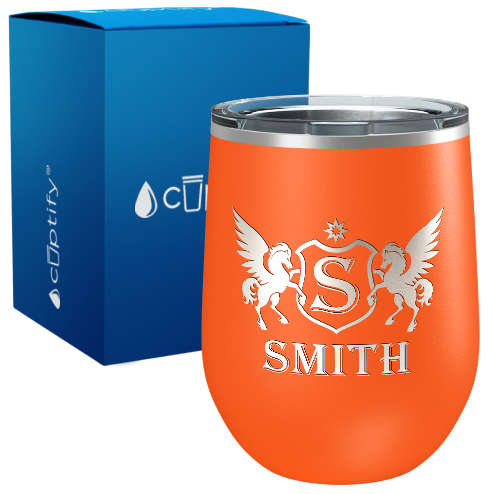 Personalized Pegasus Engraved on 12oz Wine Tumbler