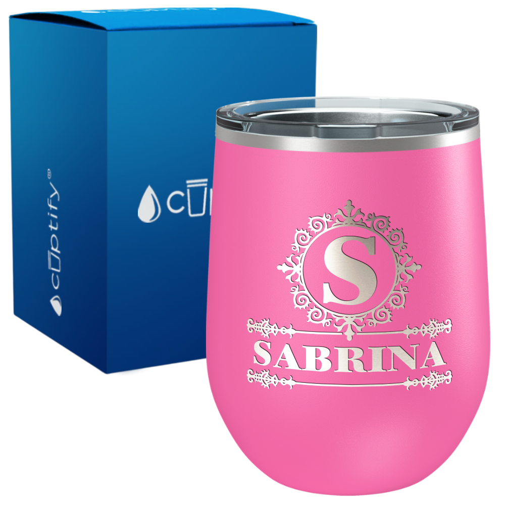 Personalized Ultramodern Monogram Engraved on 12oz Wine Tumbler