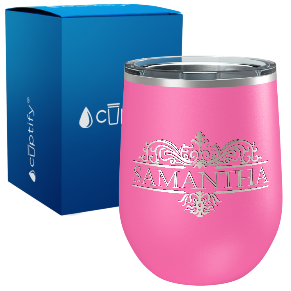 Personalized Vestige Monogram Engraved on 12oz Wine Tumbler
