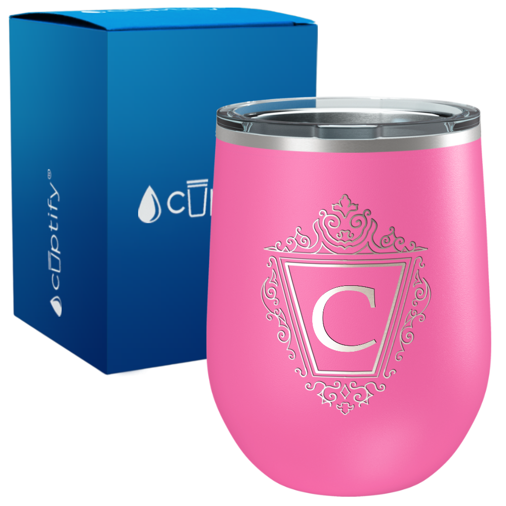 Personalized Classic Crest Monogram Engraved on 12oz Wine Tumbler