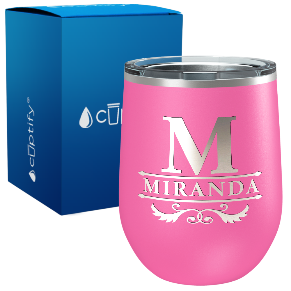 Personalized Initial Style Engraved on 12oz Wine Tumbler