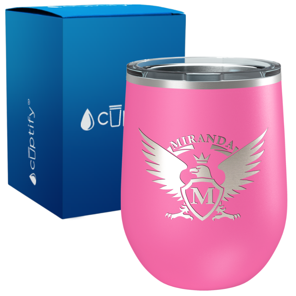 Personalized Eagle Engraved on 12oz Wine Tumbler