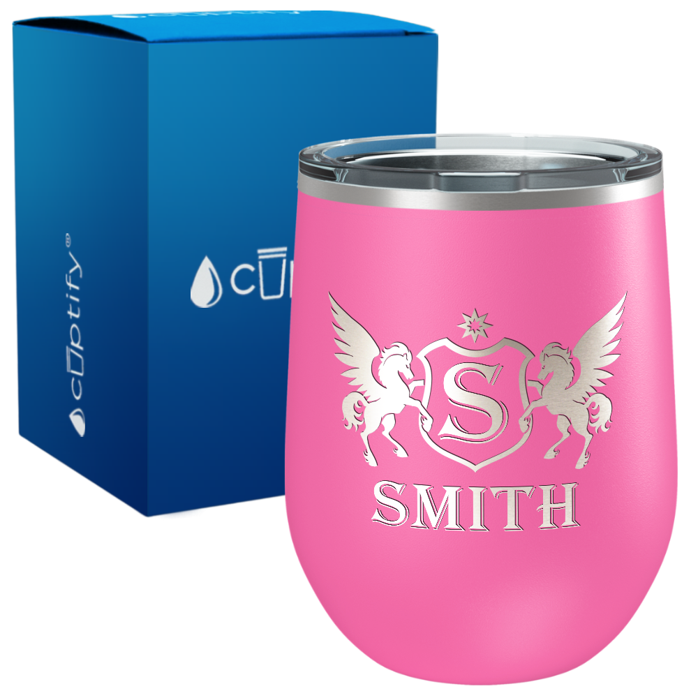 Personalized Pegasus Engraved on 12oz Wine Tumbler