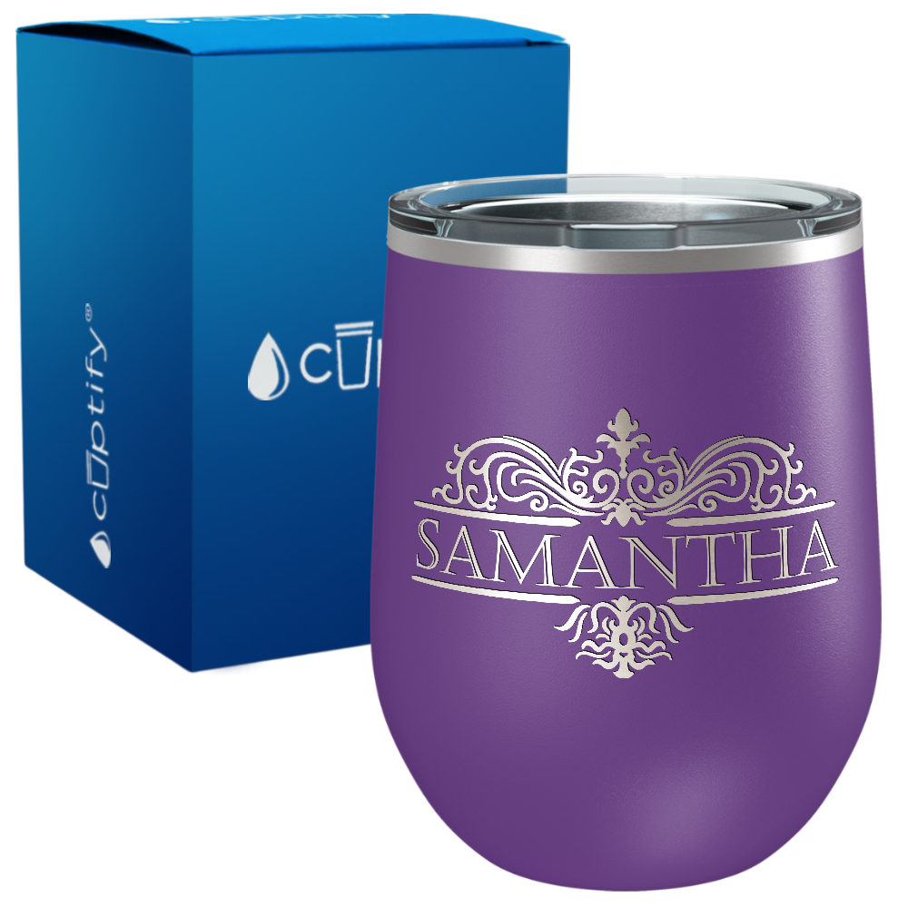 Personalized Vestige Monogram Engraved on 12oz Wine Tumbler
