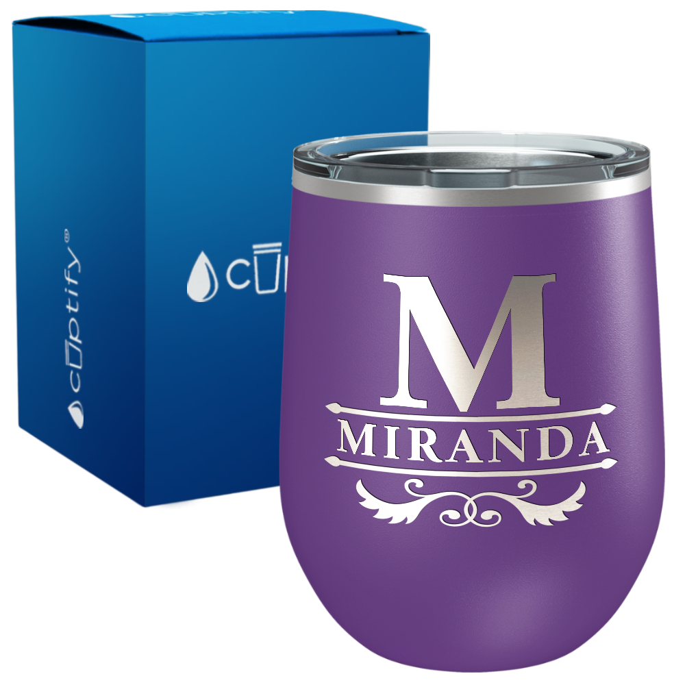 Personalized Initial Style Engraved on 12oz Wine Tumbler