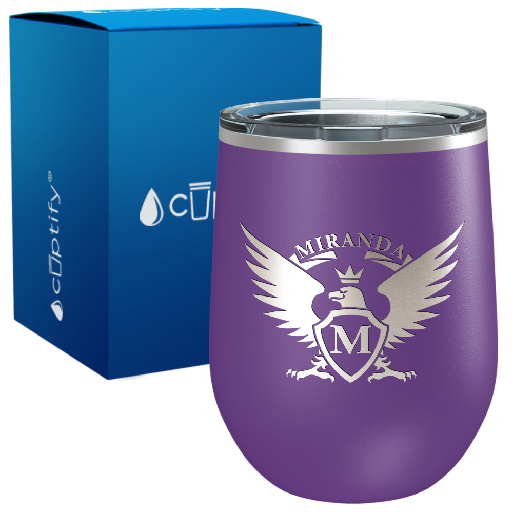 Personalized Eagle Engraved on 12oz Wine Tumbler