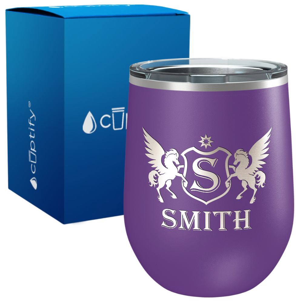 Personalized Pegasus Engraved on 12oz Wine Tumbler