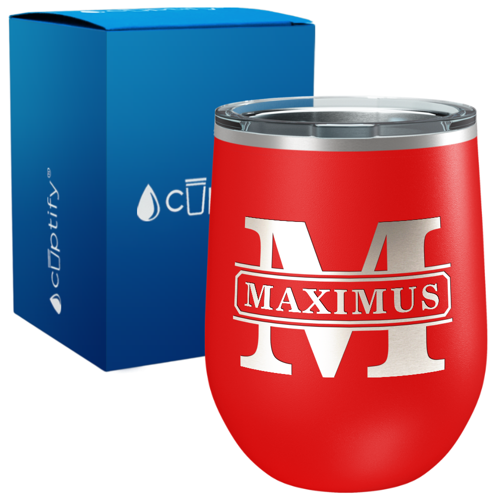 Personalized Vintage Block Engraved on 12oz Wine Tumbler