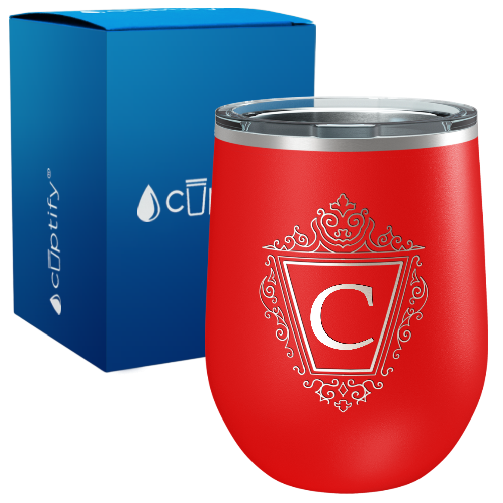 Personalized Classic Crest Monogram Engraved on 12oz Wine Tumbler