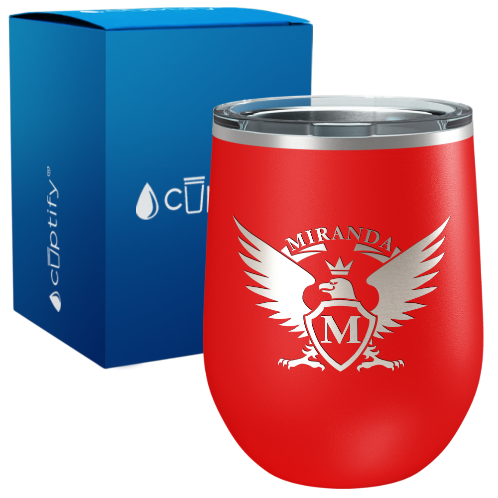 Personalized Eagle Engraved on 12oz Wine Tumbler