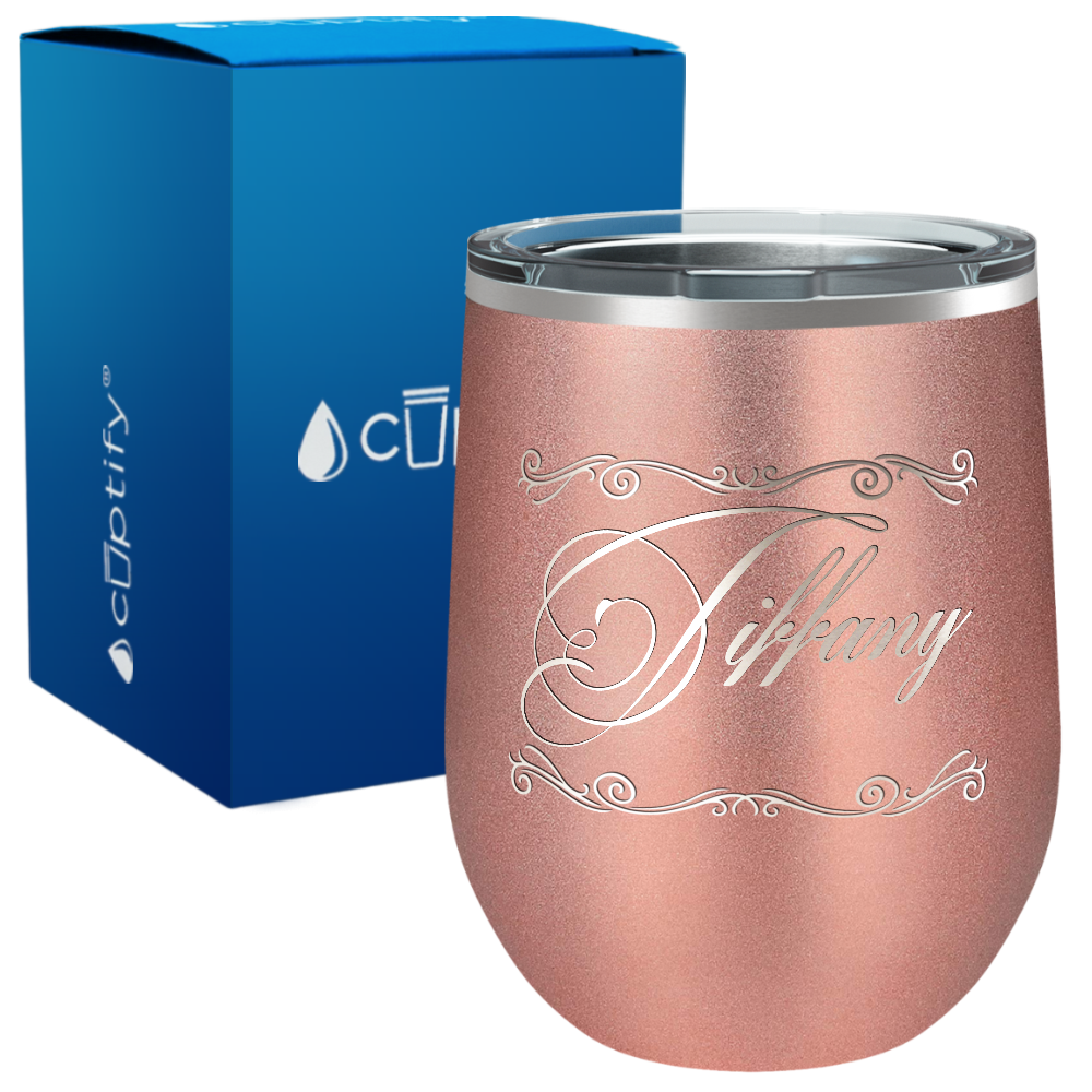 Personalized Scroll Script Engraved on 12oz Wine Tumbler